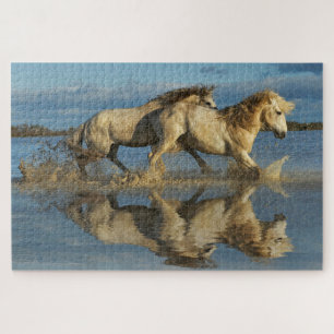 Puzzle Chevaux de Camargue et reflet, sud de la France