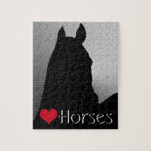 Puzzle Chevaux de Coeur I Coeur Rouge (argent métallique)