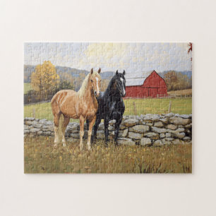 Puzzle Chevaux en campagne Ferme rustique