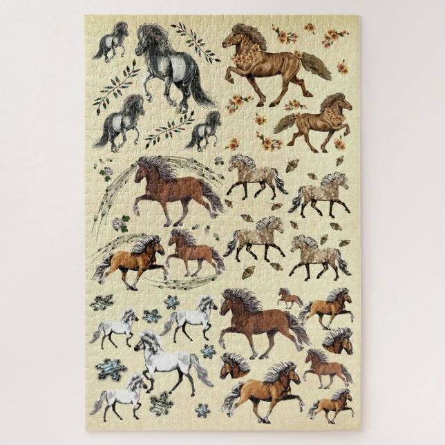 Puzzle Chevaux islandais joyeux (Vertical)