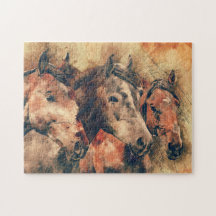 Chevaux Peinture d'aquarelle artistique
