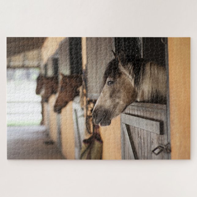 Puzzle Chevaux regardant leur tête au-dessus des portes d (Horizontal)