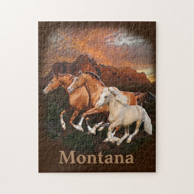 Puzzle Chevaux sauvages du Montana (Vertical)
