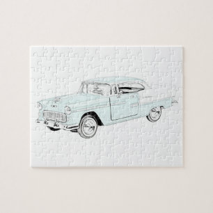 Puzzle Chevy Bel Air Blue et White Two Tone 1955
