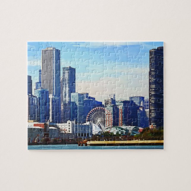 Puzzle Chicago IL - Chicago Skyline et Navy Pier (Horizontal)