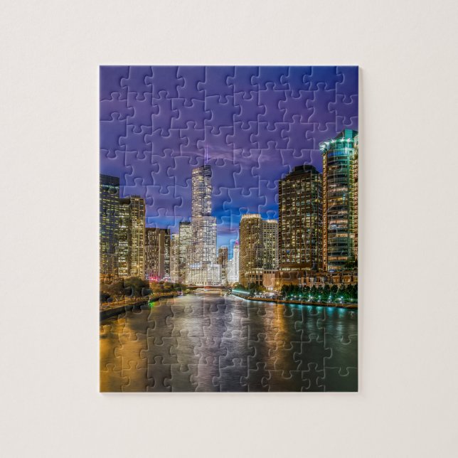 Puzzle Chicago Illinois la nuit (Vertical)