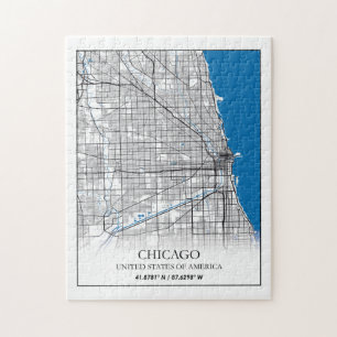 Puzzle Chicago Illinois USA City Travel City Carte