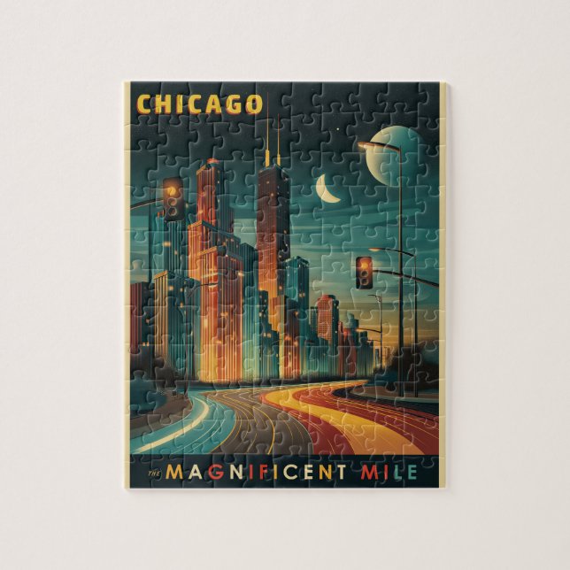 Puzzle Chicago Magnifique Mile Vintage (Vertical)