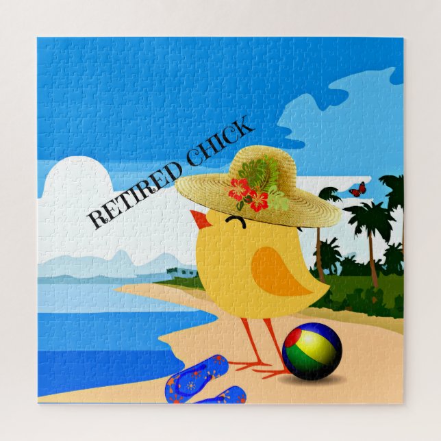 Puzzle Chick retraité...à la plage, (Vertical)
