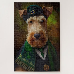 Puzzle chien airedale à la St. Patrick's Day