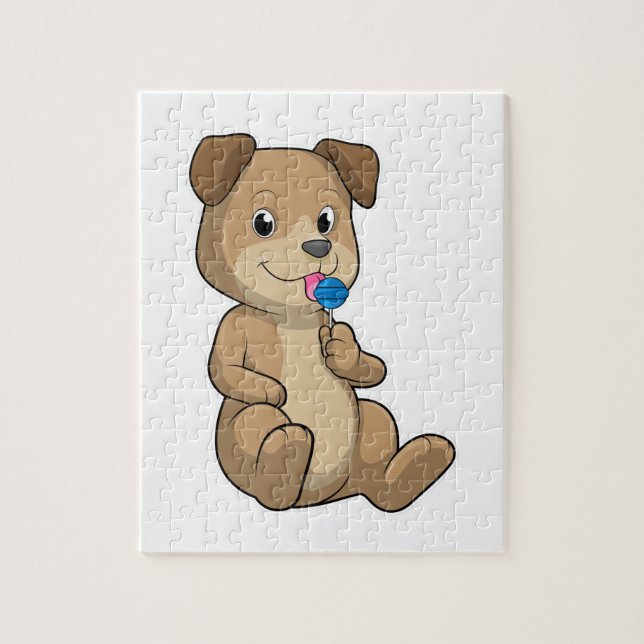 Puzzle Chien avec sucettes bonbons (Vertical)