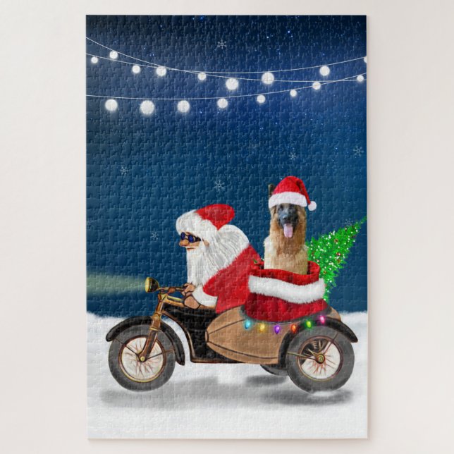 Puzzle Chien berger allemand Noël Père Noël (Vertical)