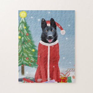 Puzzle Chien berger allemand noir dans les cadeaux de Noë