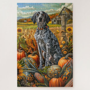 Puzzle Chien Bluetick Coonhound Récolte d'Automne Action