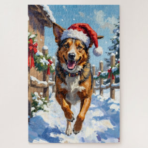 Puzzle Chien Bouvier Australien Red Heeler Noël