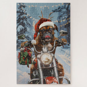 Puzzle Chien Boxer à Vélo à Noël