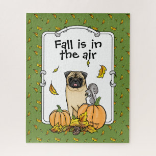 Puzzle Chien Carlin d'automne (fawn) Citrouille mignon Fe