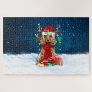 Puzzle Chien Cocker Spaniel avec cadeaux de Noël