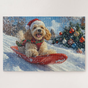 Puzzle Chien Cocker Spaniel en Luge Laissez Tomber la Nei