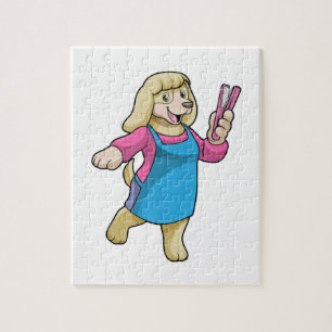 Puzzle Chien comme coiffeur avec peigne