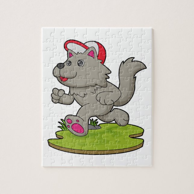 Puzzle Chien comme coureur avec Casquette (Vertical)