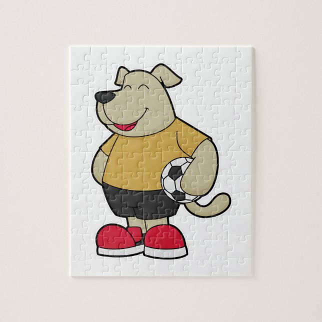 Puzzle Chien comme joueur de football avec balle de footb (Vertical)