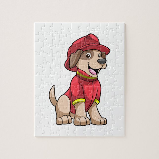 Puzzle Chien comme pompier avec casque d'incendie (Vertical)