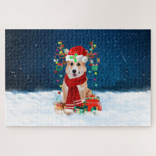 Puzzle Chien Corgi avec cadeaux de Noël