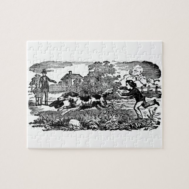 Puzzle Chien courant art animal antique illustration vict (Horizontal)