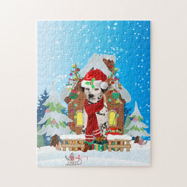 Puzzle Chien dalmate avec cadeaux de Noël (Vertical)