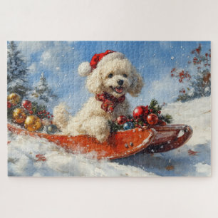 Puzzle Chien de caniche dans la boue Laisser il neige Noë