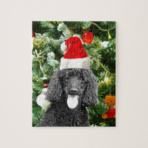 Puzzle Chien de caniche sapin de Noël Snowman Red Santa C
