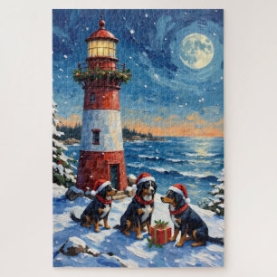 Puzzle Chien de montagne de Berne Noël Phare Vacances