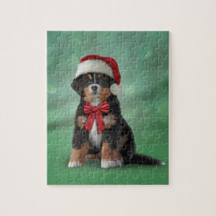 Puzzle Chien de montagne de Bernese dans le casquette
