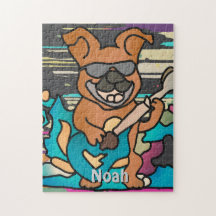 Chien de rue rétro avec guitare | Drôle