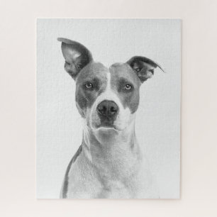 Puzzle Chien de taille grise en noir et blanc