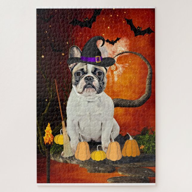 Puzzle Chien de taureau français d'Halloween (Vertical)