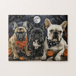 Puzzle Chien de taureau français Halloween Éffrayant