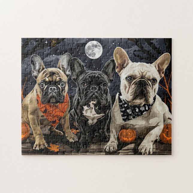 Puzzle Chien de taureau français Halloween Éffrayant (Horizontal)
