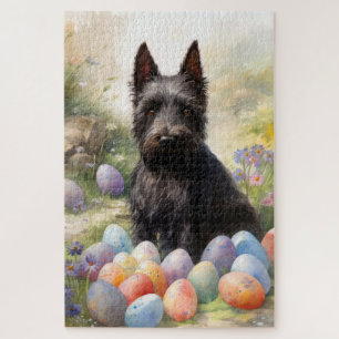 Puzzle Chien de Terrier écossais avec oeufs de Pâques vac