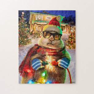 Puzzle Chien des Prairies avec lumières de Noël