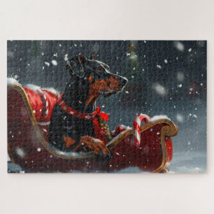 Puzzle Chien Doberman Noël Fête