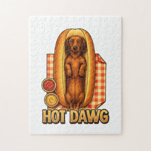 Puzzle Chien Drôle Fun Dachshund Parodie de Hot Dog Chien