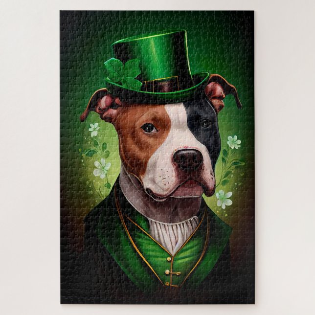 Puzzle Chien du Staffordshire américain à la St. Patrick' (Vertical)