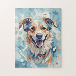 Puzzle Chien en mosaïque bleue