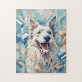 Puzzle Chien en mosaïque bleue