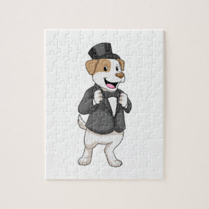 Puzzle Chien en tenue de marié avec ruban