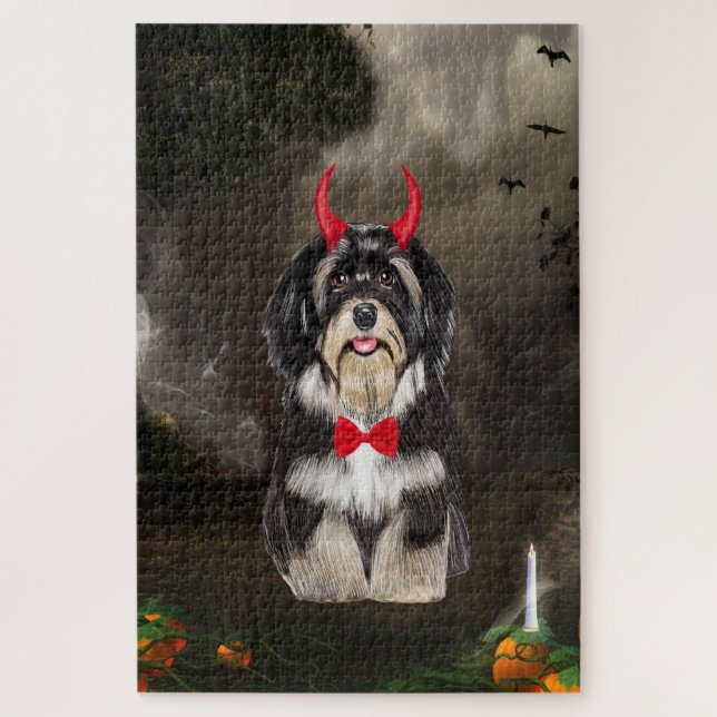 Puzzle Chien Havanais en costume Halloween (Vertical)
