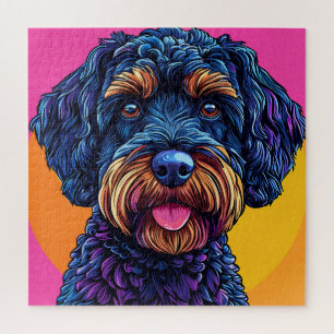 Puzzle Chien heureux sur fond coloré