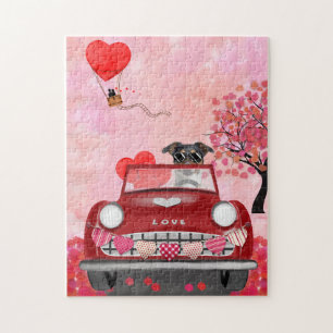 Puzzle Chien Jack Russell conduisant une voiture pour la